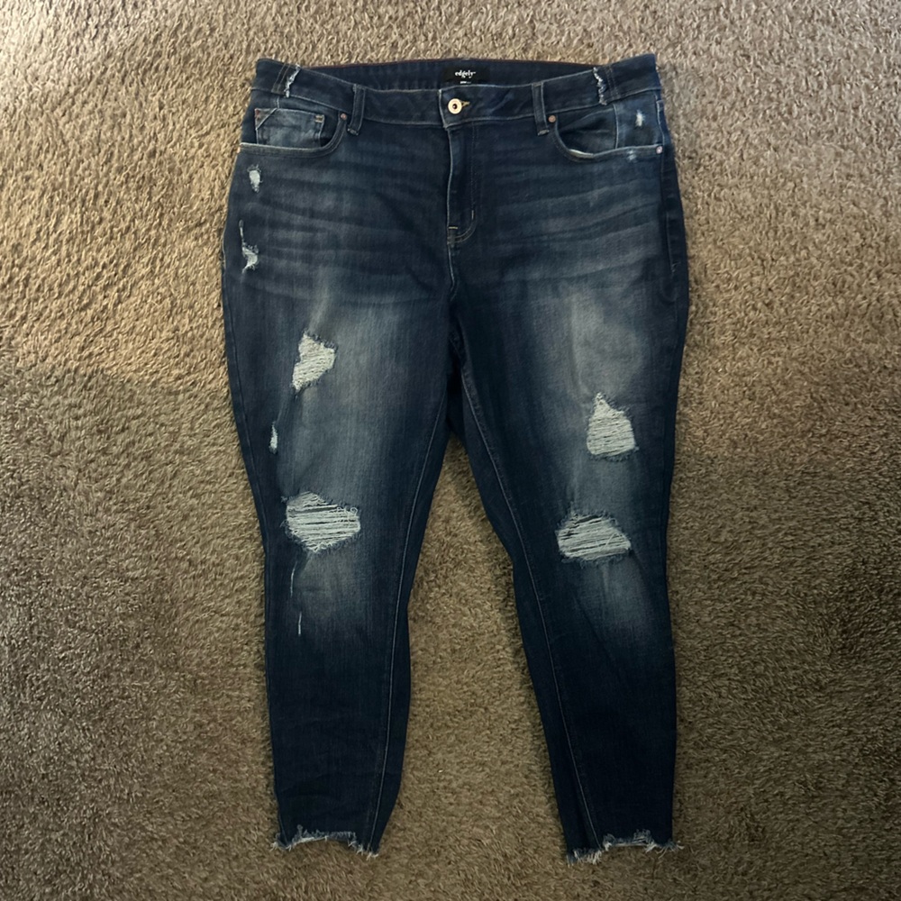 Maurices Dark Blue Distressed Skinny Jeans